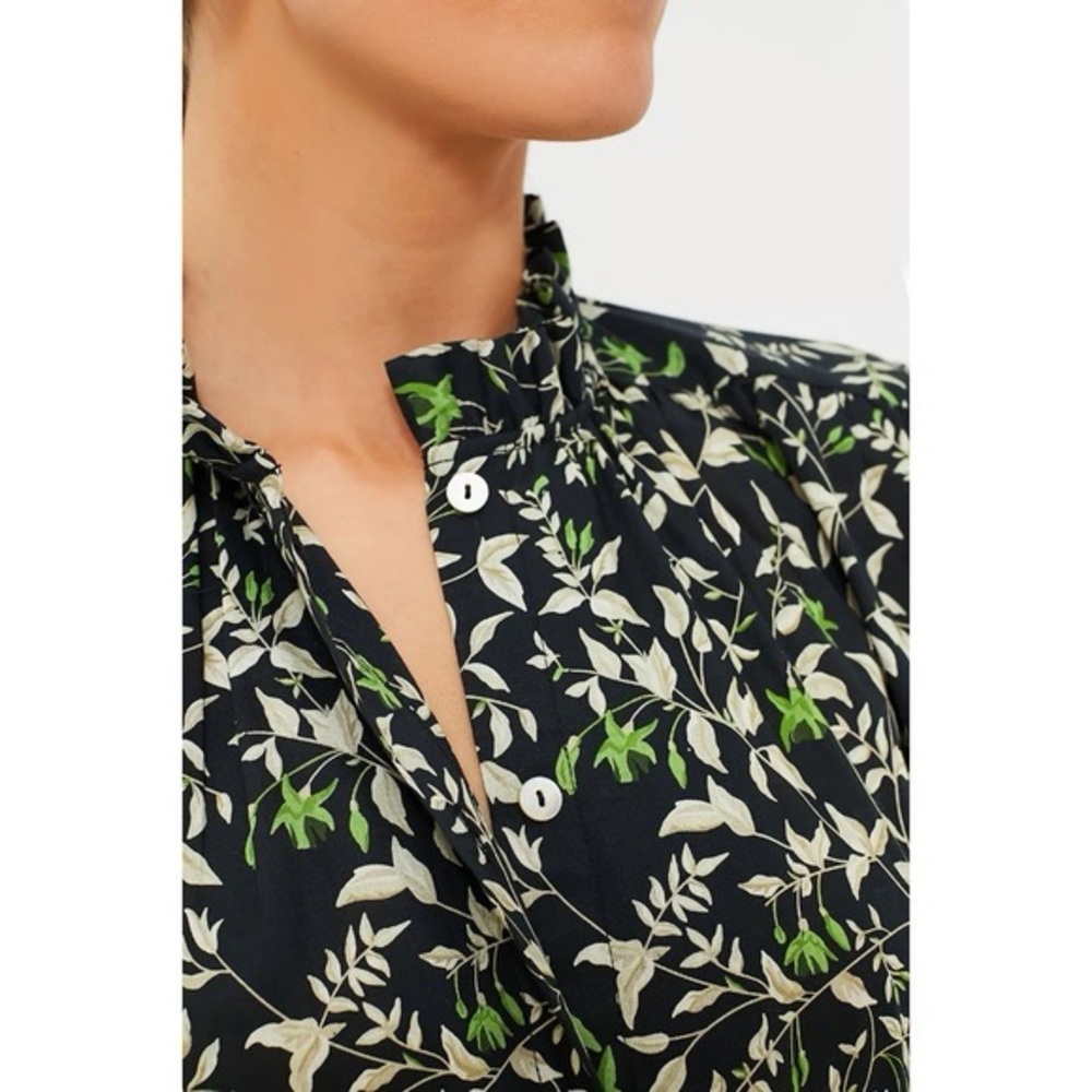 NWT Tuckernuck Women’s Cotton Preppy Floral Verdant Iris Avalon Blouse XXS - Picture 2 of 13